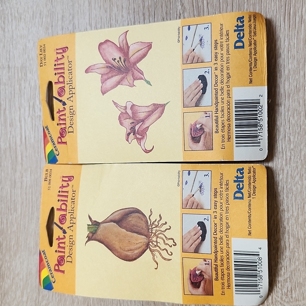 Delta Ceramcoat Paint Ability Design Applicator Floral Stamps Craft Lot Of 2